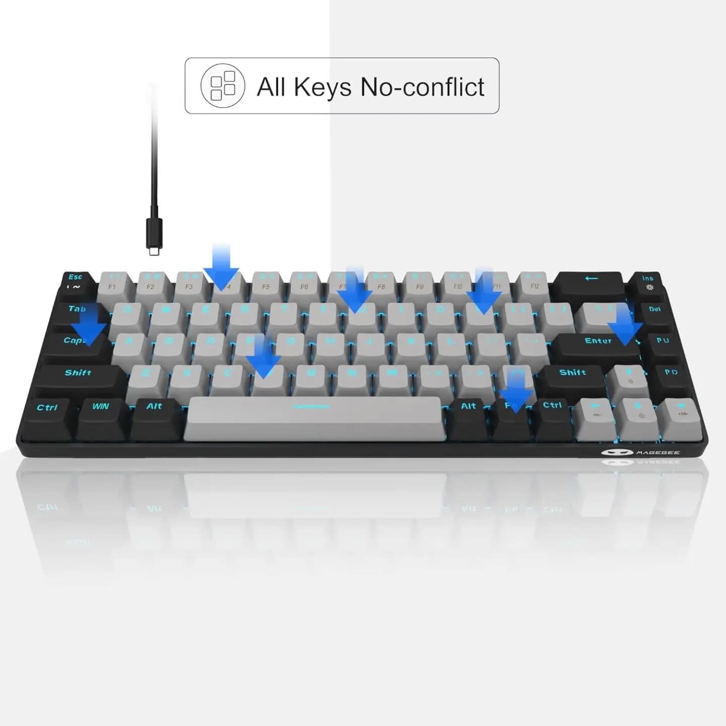 Teclado MageGee MK-Box - portátil 60% mecánico para juegos, retroilumi...