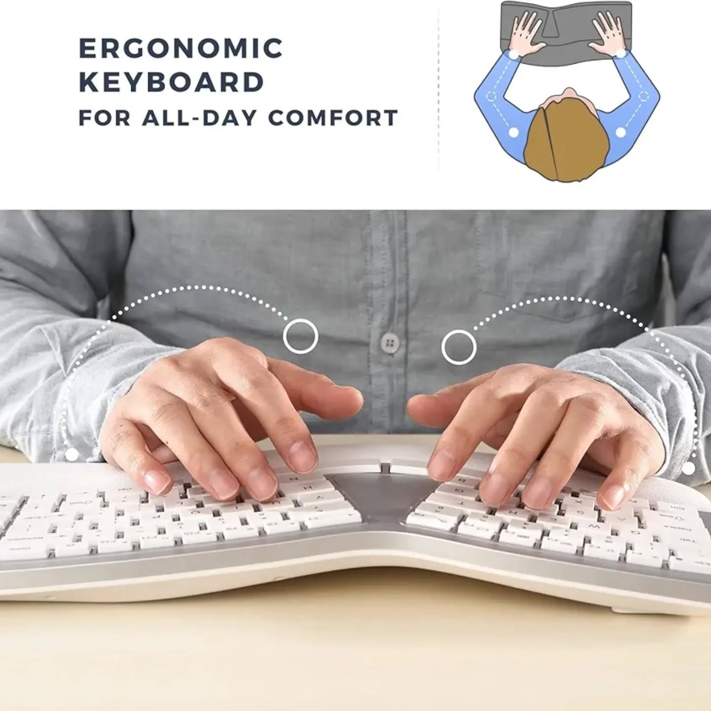 PEIOUS Teclado ergonómico, teclado Bluetooth, multidispositivo, recarg...