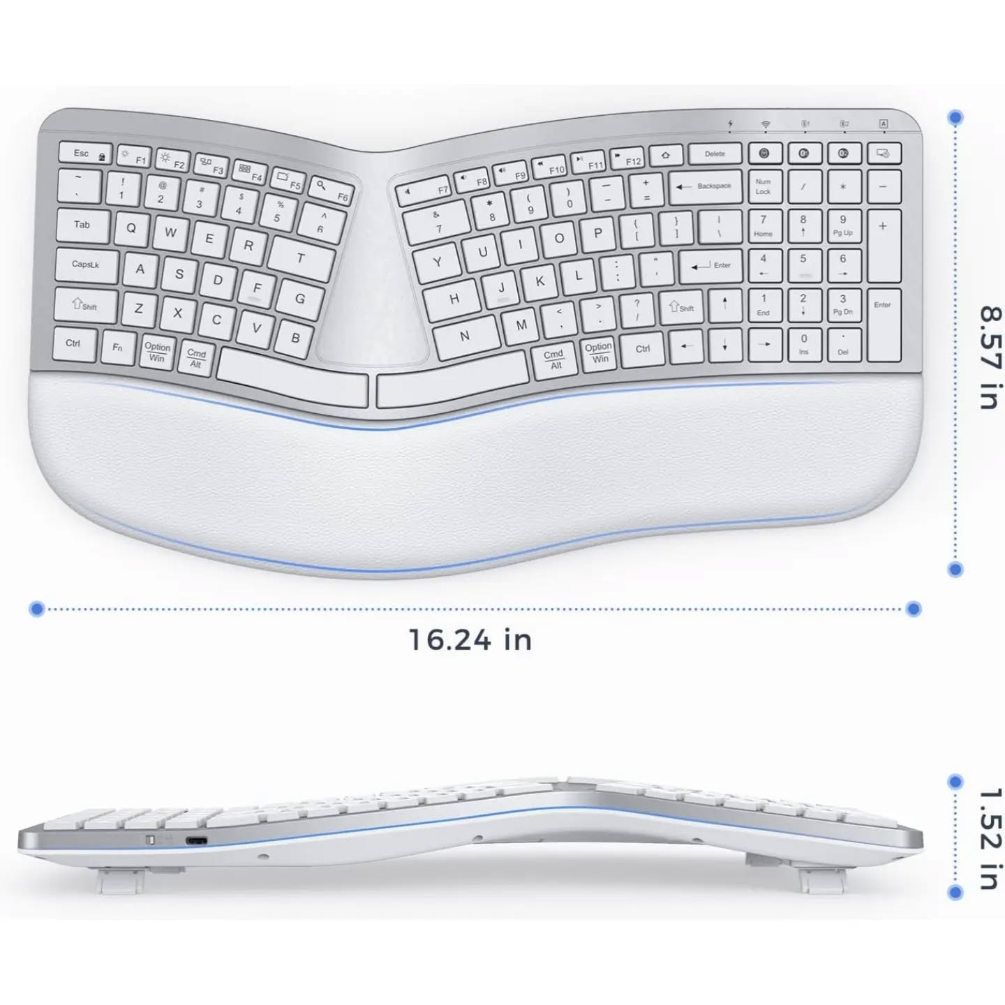 PEIOUS Teclado ergonómico, teclado Bluetooth, multidispositivo, recarg...