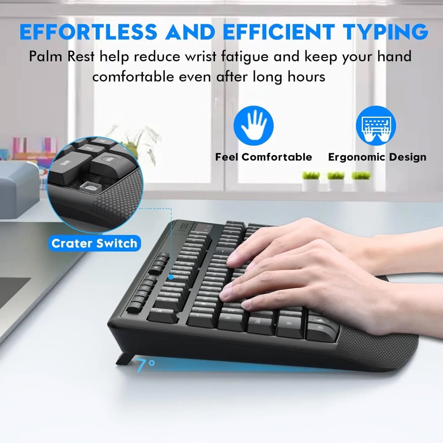 Teclado E-YOOSO - Combo de teclado y mouse inalámbricos, teclado inalámbrico e...