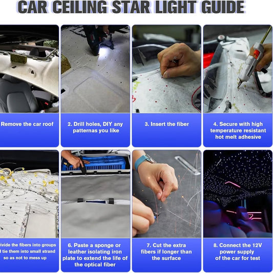 Luces LED de fibra óptica de 16 W, kit de techo de luz de estrellas pa...