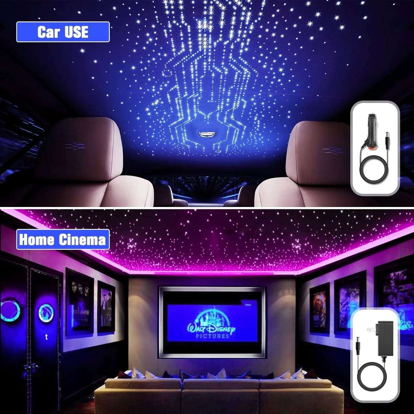 Luces LED de fibra óptica de 16 W, kit de techo de luz de estrellas pa...