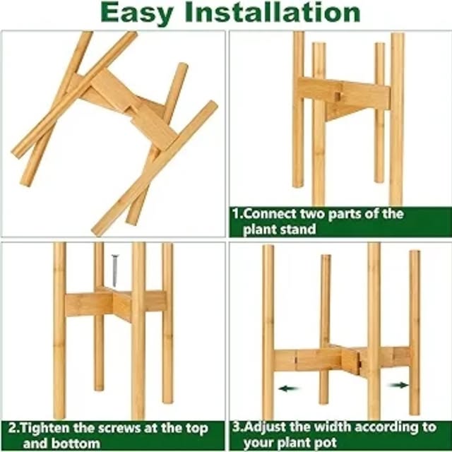 Juego de 2 soportes ajustables de bambú para plantas, moderno soporte ...