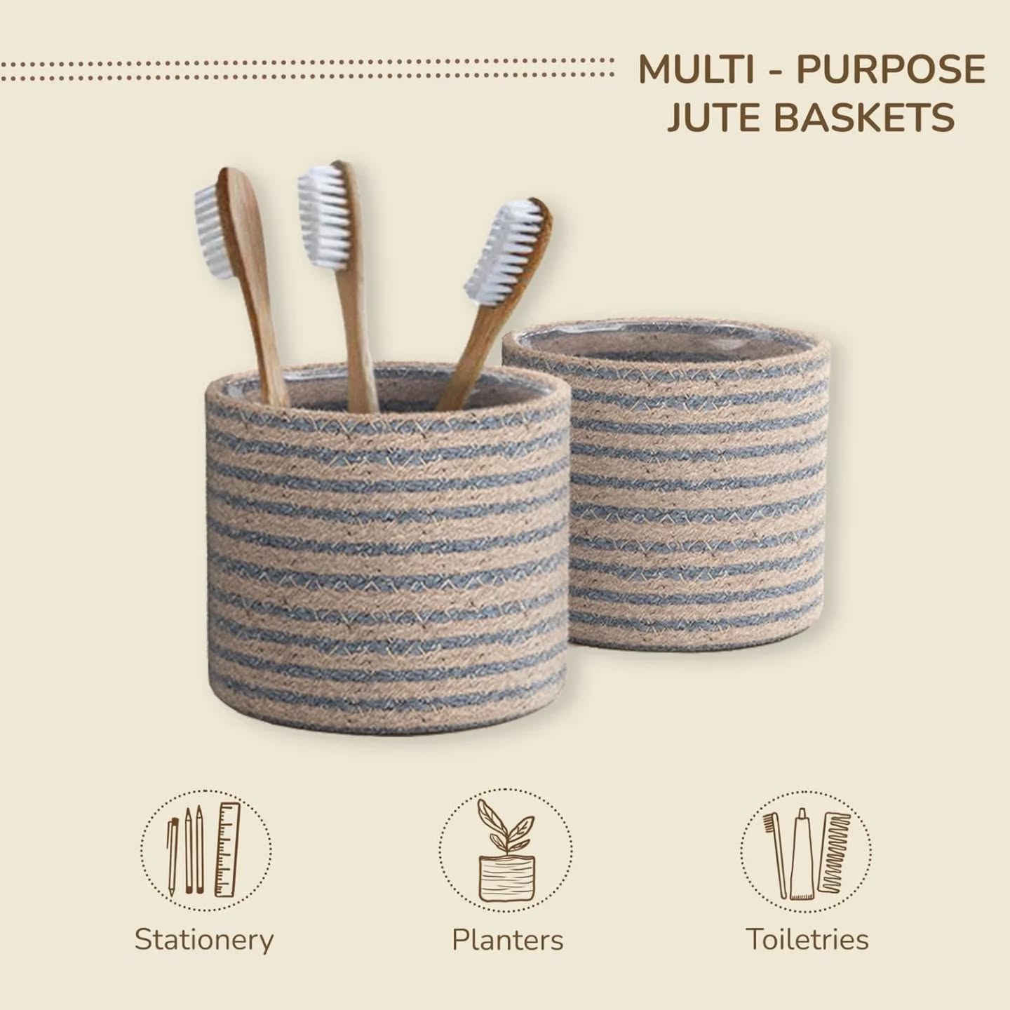 Cesta para macetas de yute, cubiertas de cuerda tejida sostenible para...