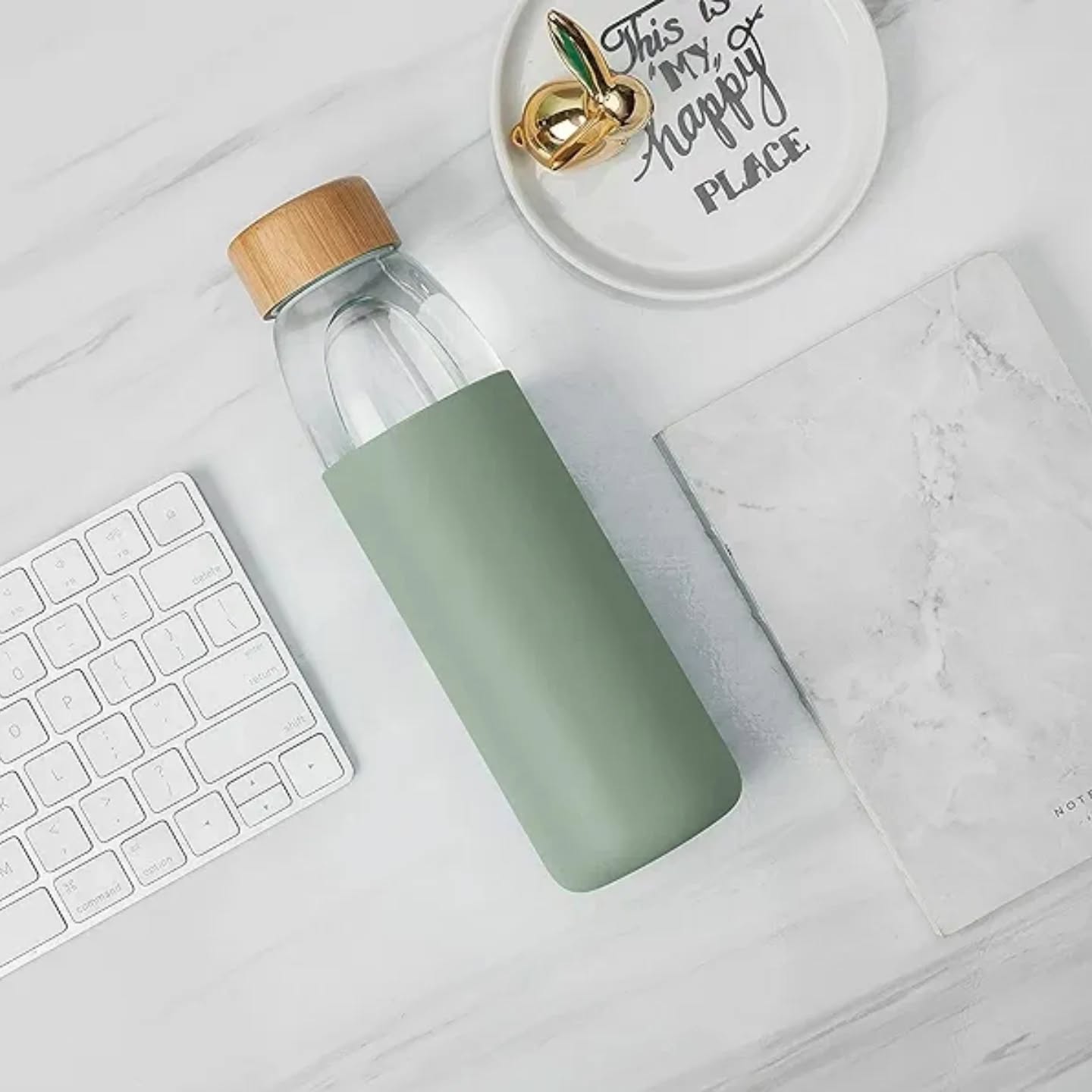 veegoal Botellas de agua de vidrio borosilicato de 25 onzas con tapa d...
