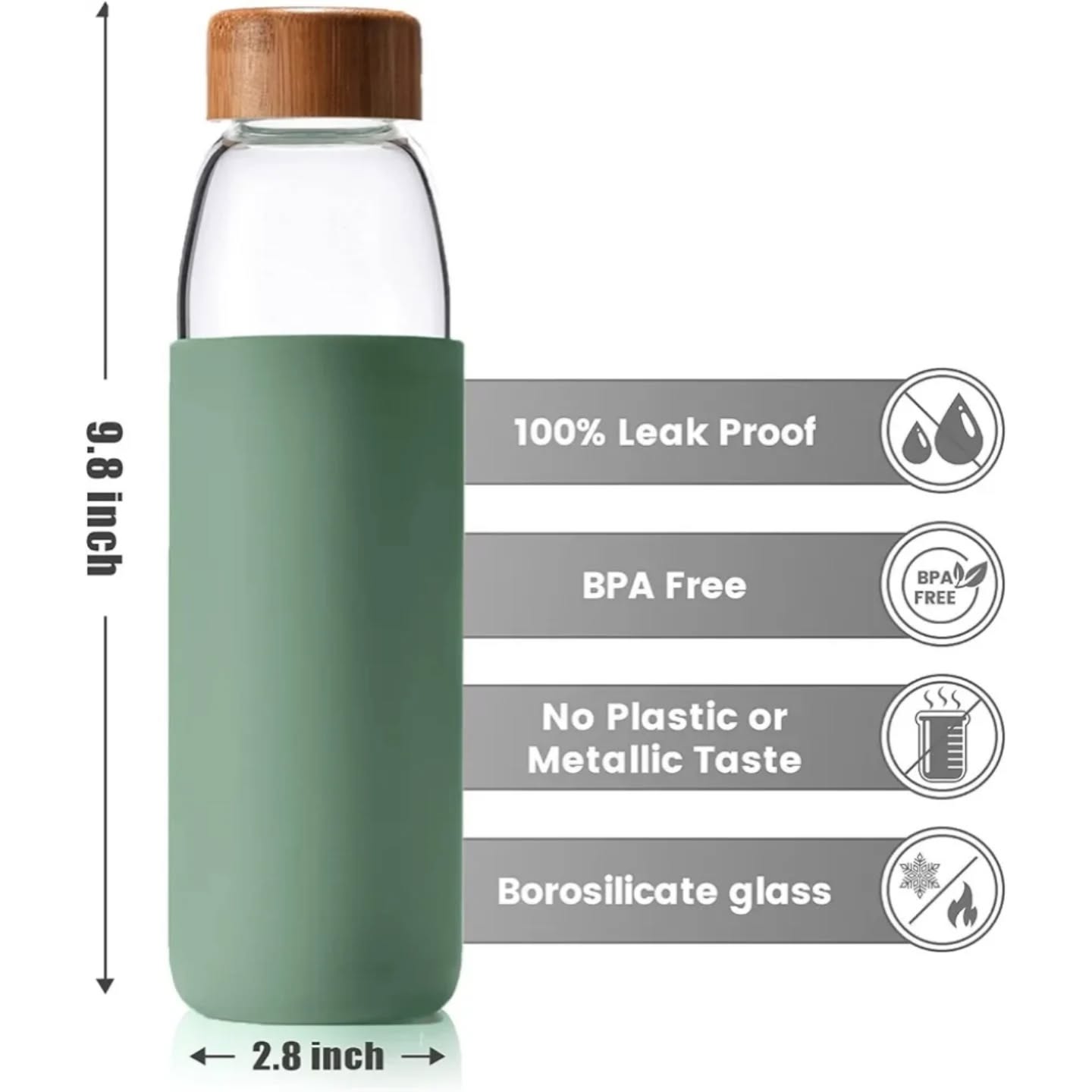 veegoal Botellas de agua de vidrio borosilicato de 25 onzas con tapa d...