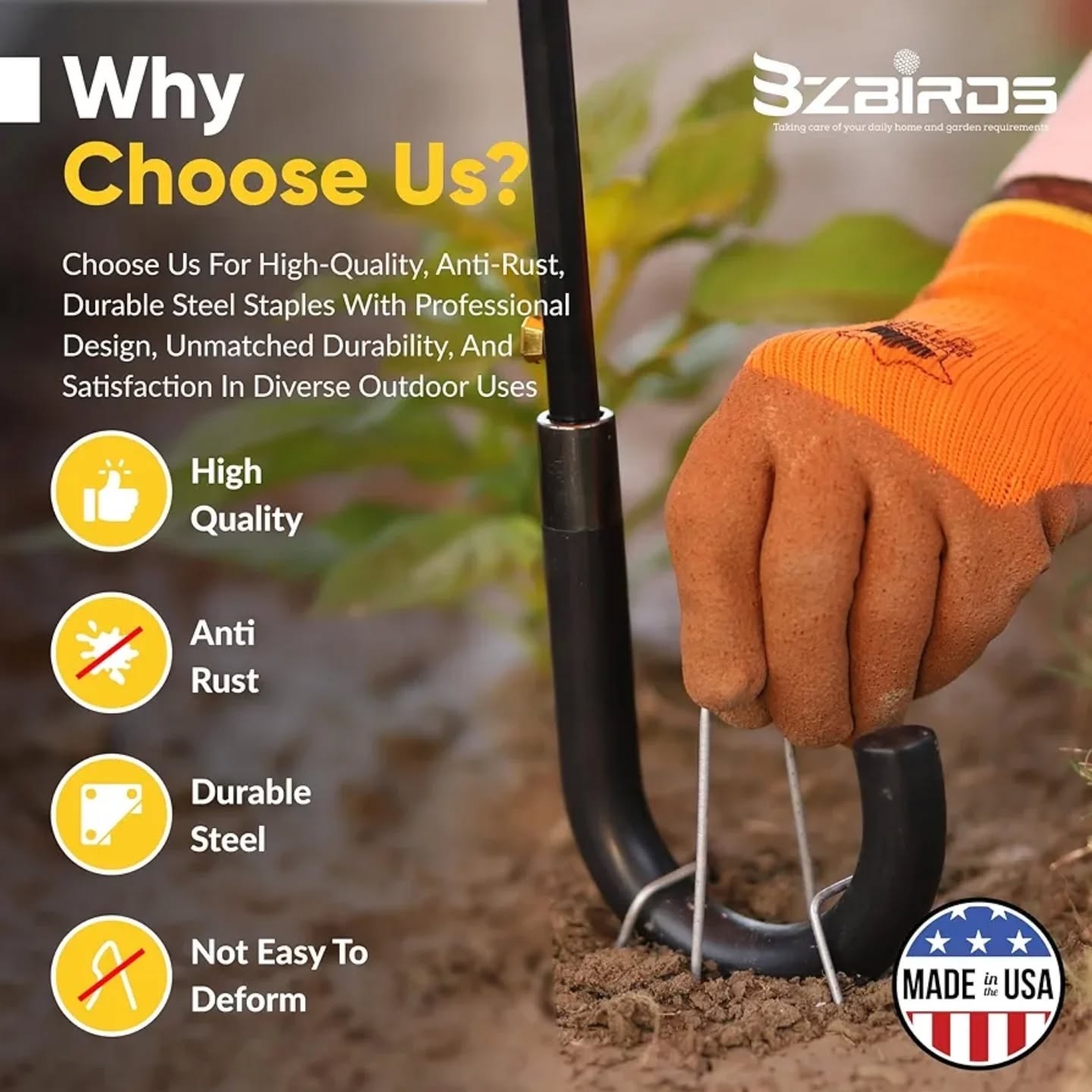 BzBirds - Paquete de 200 grapas para jardinería fabricadas en EE. UU.,...