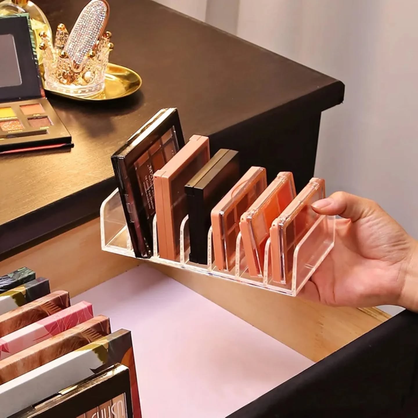 Paquete de 2 paletas de sombra de ojos acrílicas, organizador de maqui...