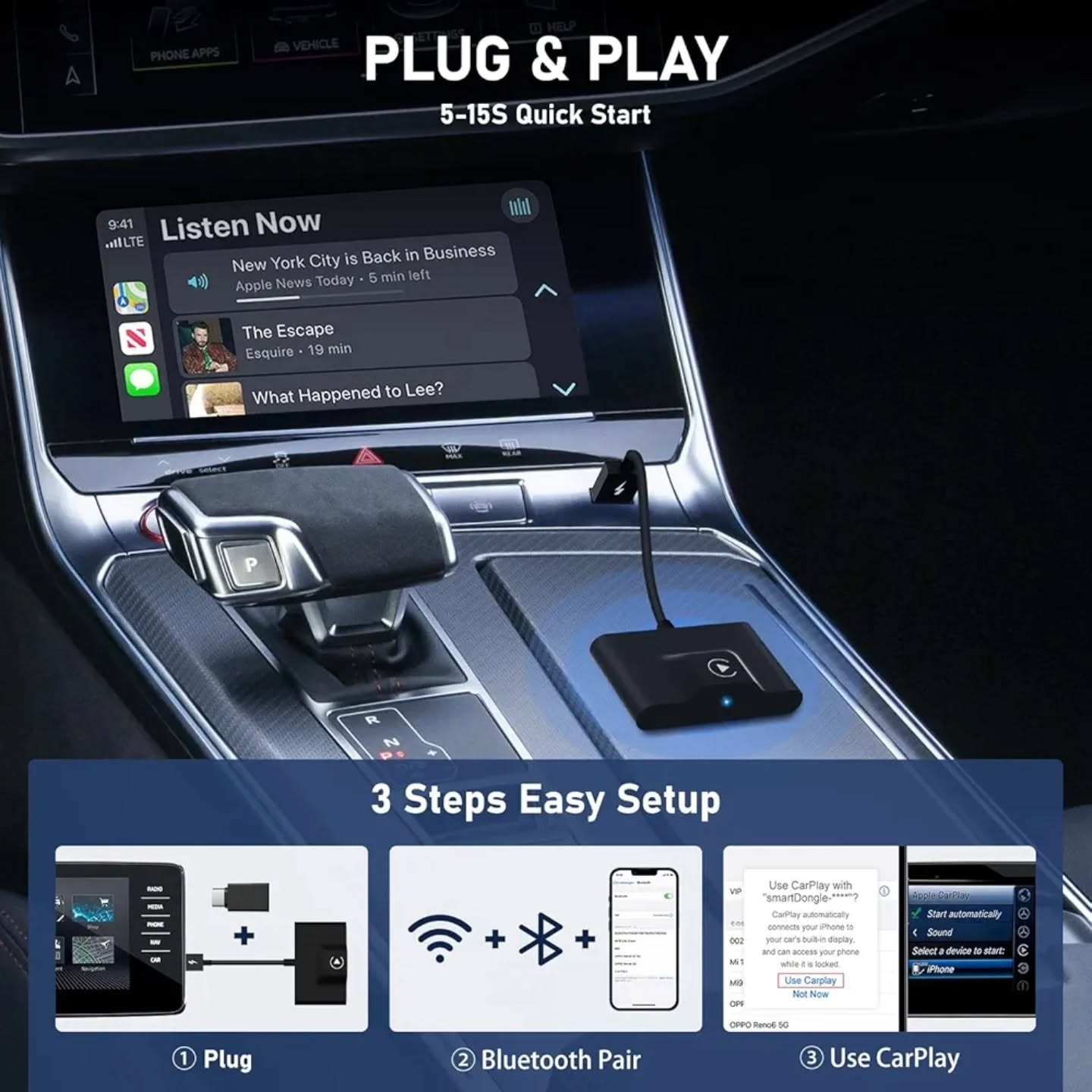 Adaptador inalámbrico CarPlay para CarPlay cableado de fábrica Adaptad...