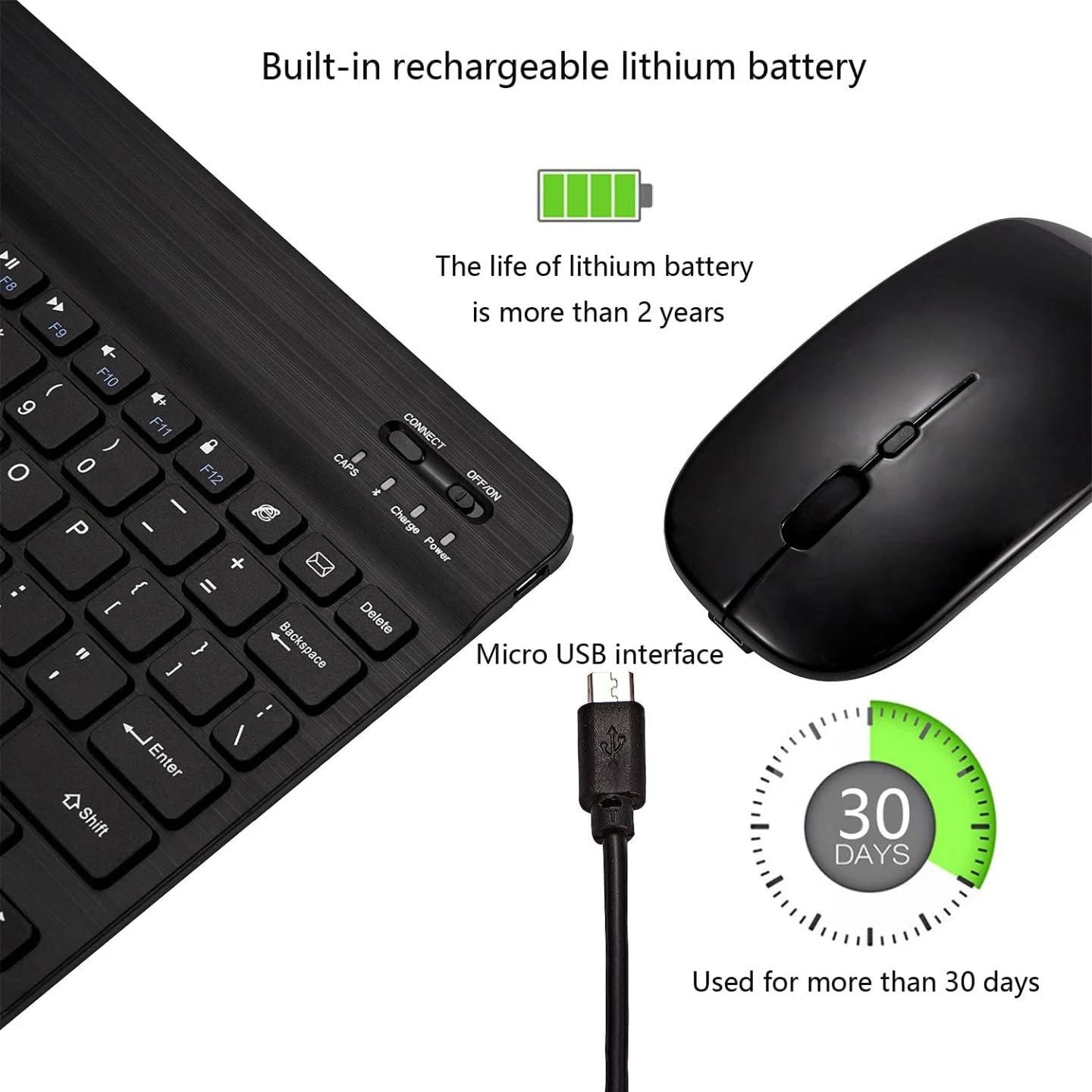 Teclado y mouse Bluetooth combo ultrafino recargable portátil inalá...