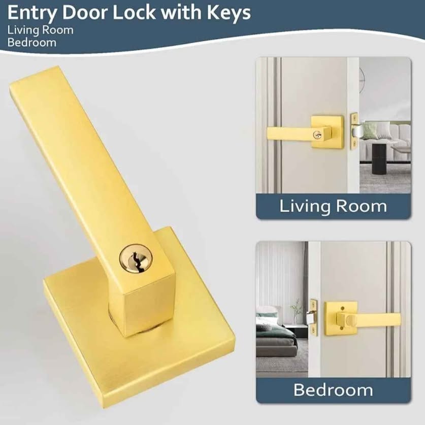 EHOMEWARE 1 Pack Gold Door Handles, Solid Wood Door Levers, Privacy Door Handles,...