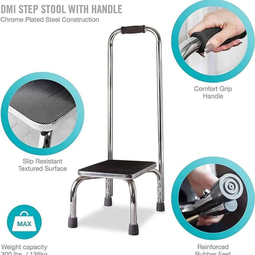 DMI Step Stool with Handle and Non-Slip Rubber Platform, t...