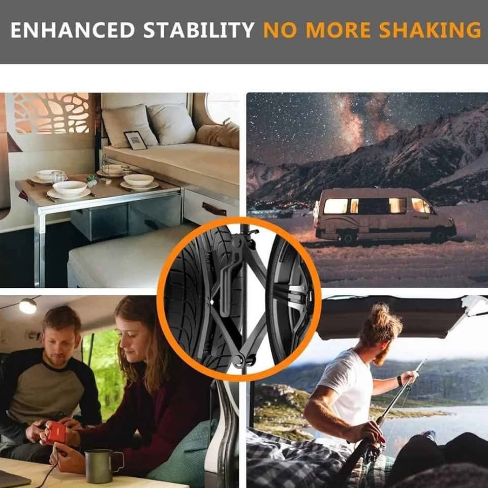 Small wheel stabilizer in the form of a caravan chock for towing...
