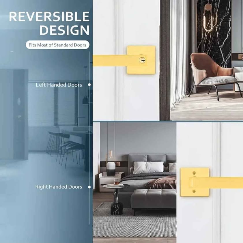 EHOMEWARE 1 Pack Gold Door Handles, Solid Wood Door Levers, Privacy Door Handles,...