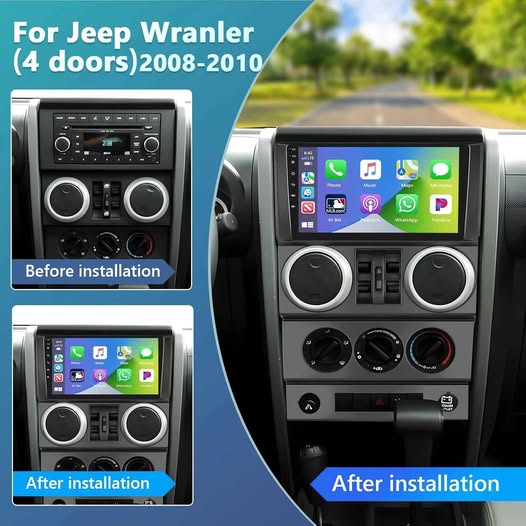 Podofo Radio de coche 2+64G para Jeep Wrangler 2007 2008 2009 2010 (4 ...