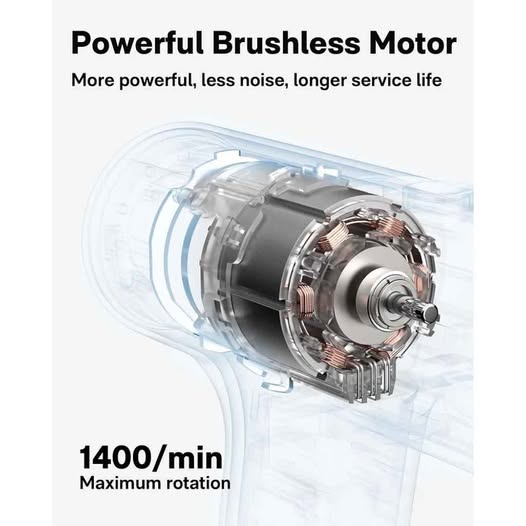 HOTO 12V Cordless Brushless Drill, LED Display, 30 Speeds, 1/4" Hex Shank ...