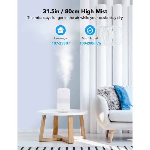 Govee Smart Humidifiers for Bedroom, 120ml Ultrasonic Humidifier with 100ml Capacity, 100ml Capacity, 12 ...