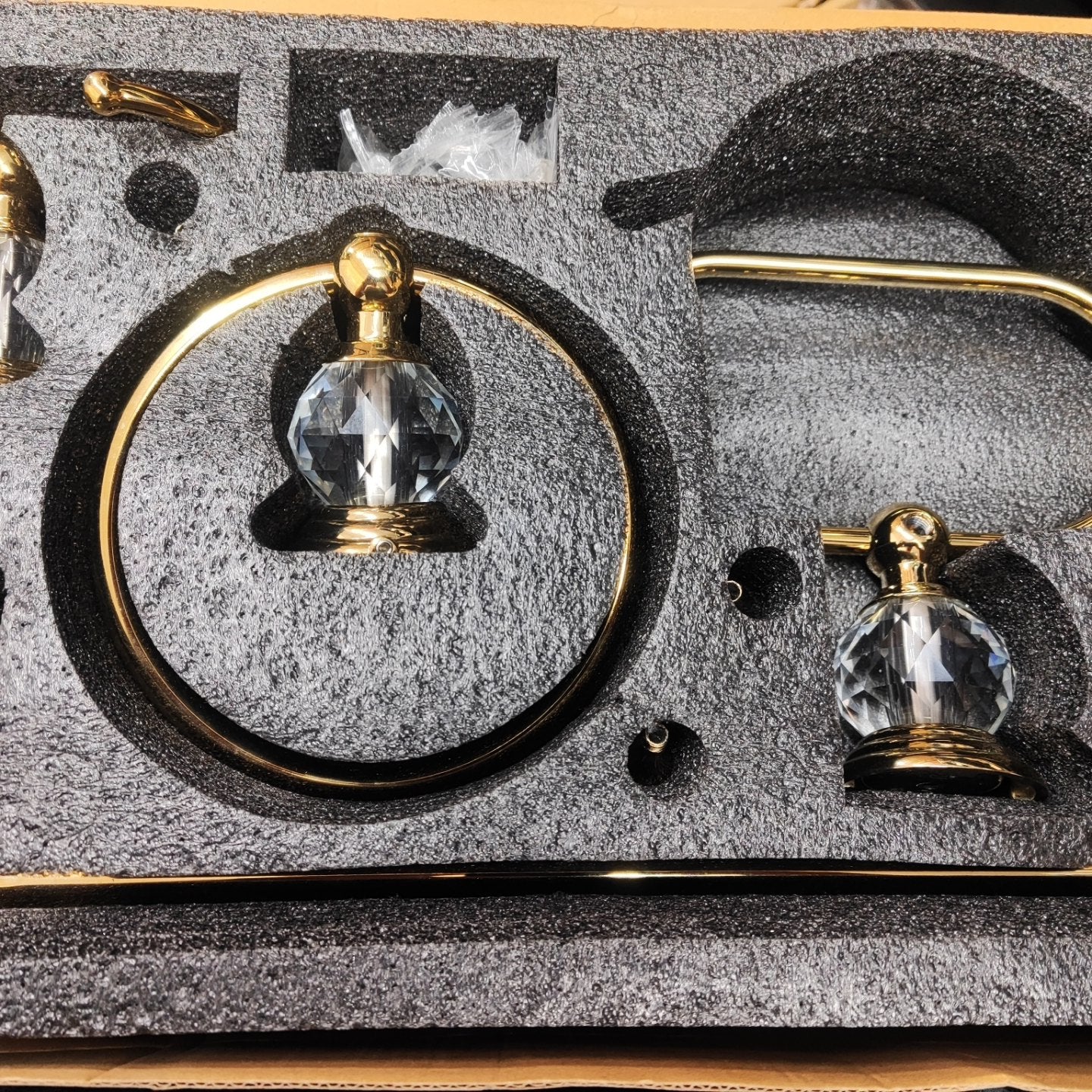 WOLIBEER Accesorios de baño dorados, juego de barra de toalla de crist...