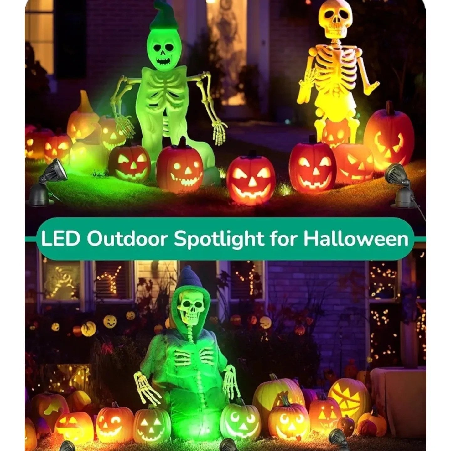 EDISHINE LED Outdoor Halloween Spotlight with 2 Lenses (Red and Green)