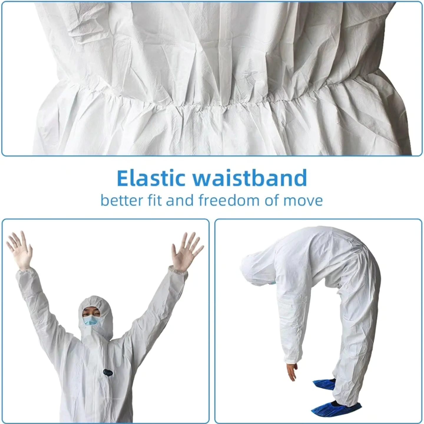 Vicogard - Overol protector desechable, cintura elástica con cremaller...