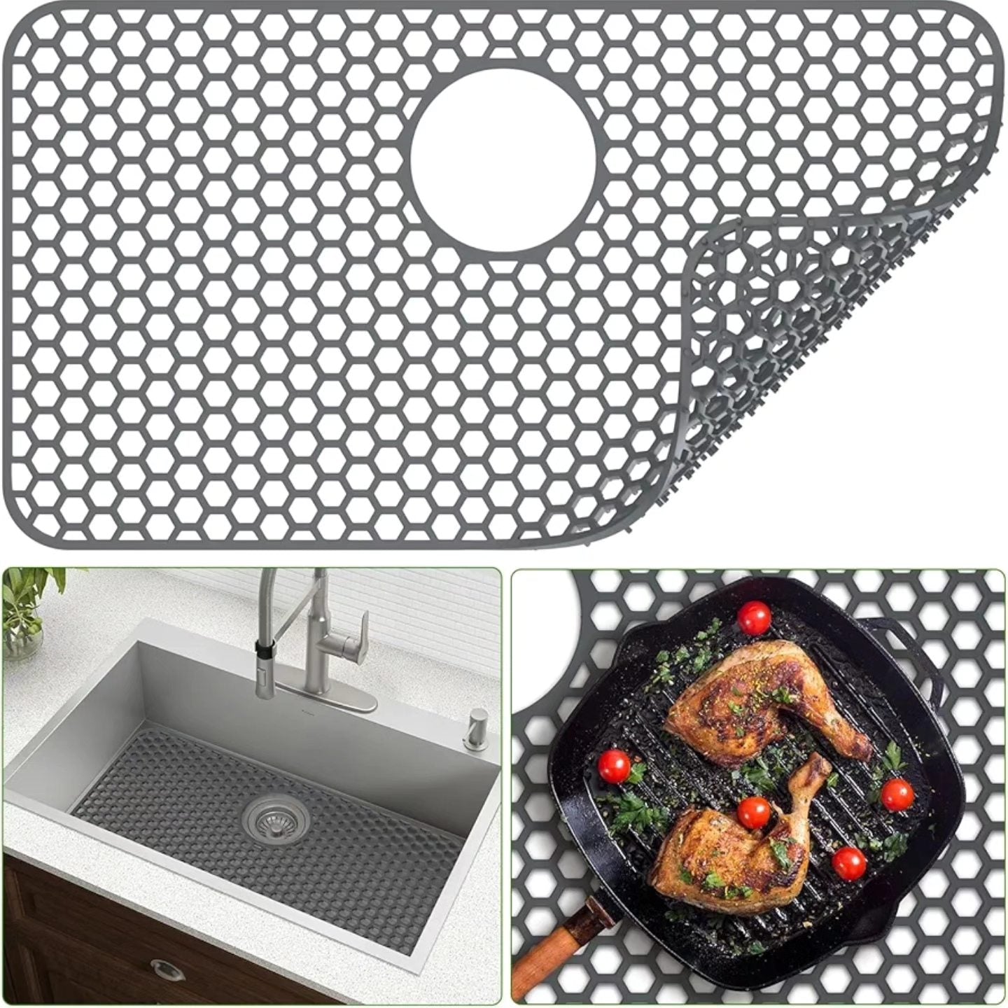 Alfombrilla De Silicona Para Fregadero, Protector De Fregadero Plegabl...