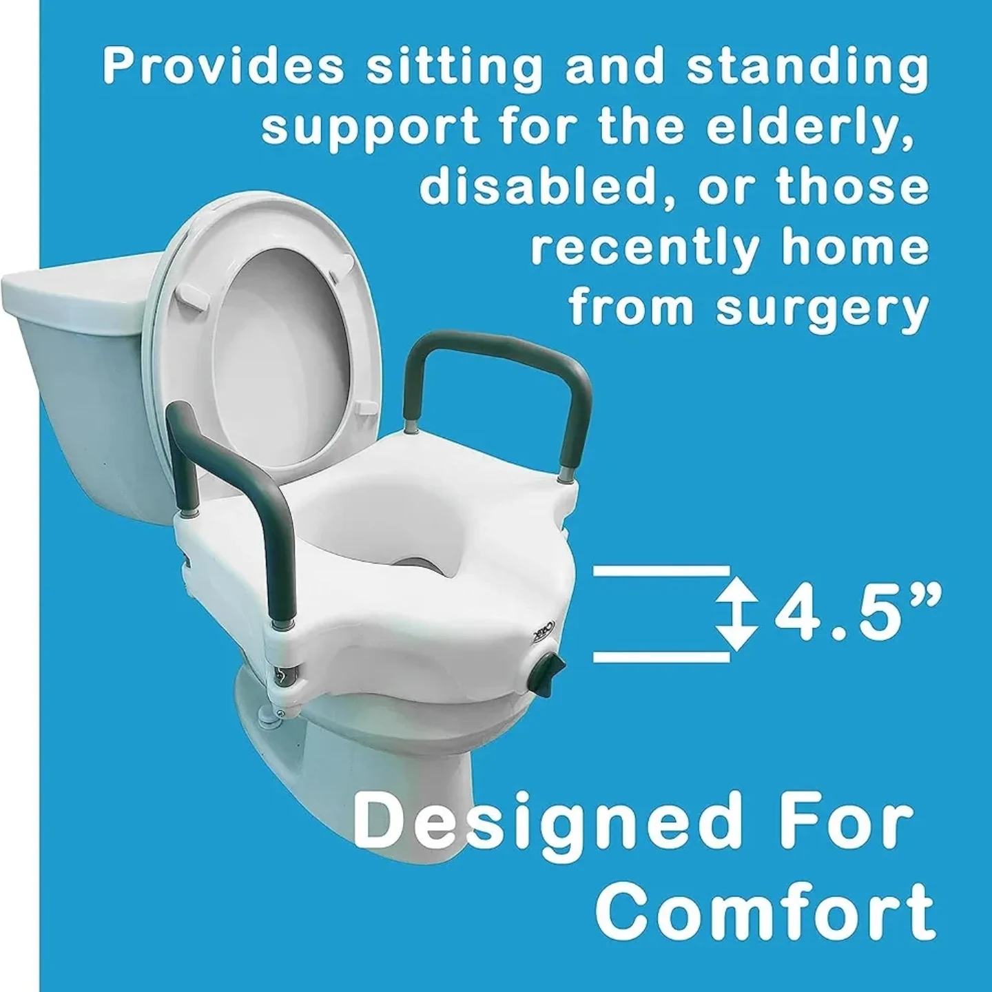 ProBasics E-Z Lock - Asiento de inodoro elevado con asas, asiento de i...