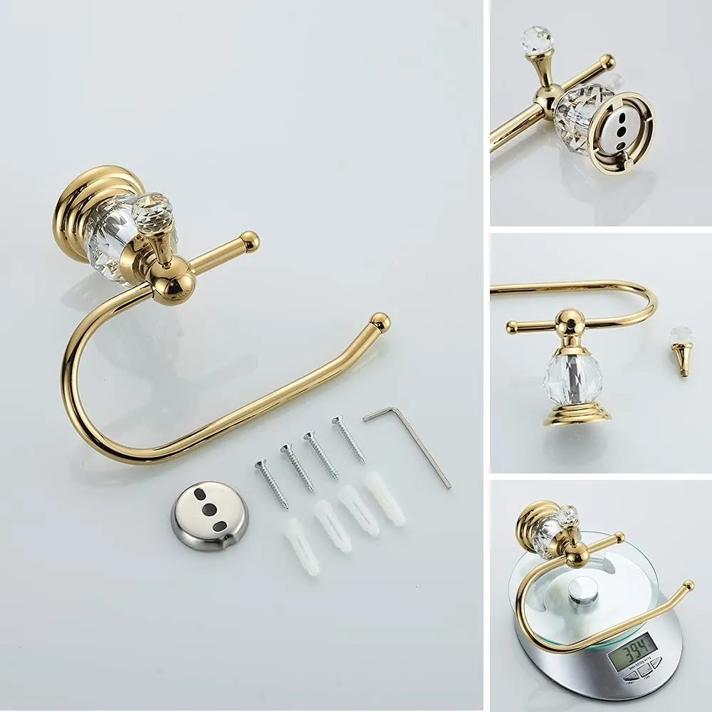 WOLIBEER Accesorios de baño dorados, juego de barra de toalla de crist...