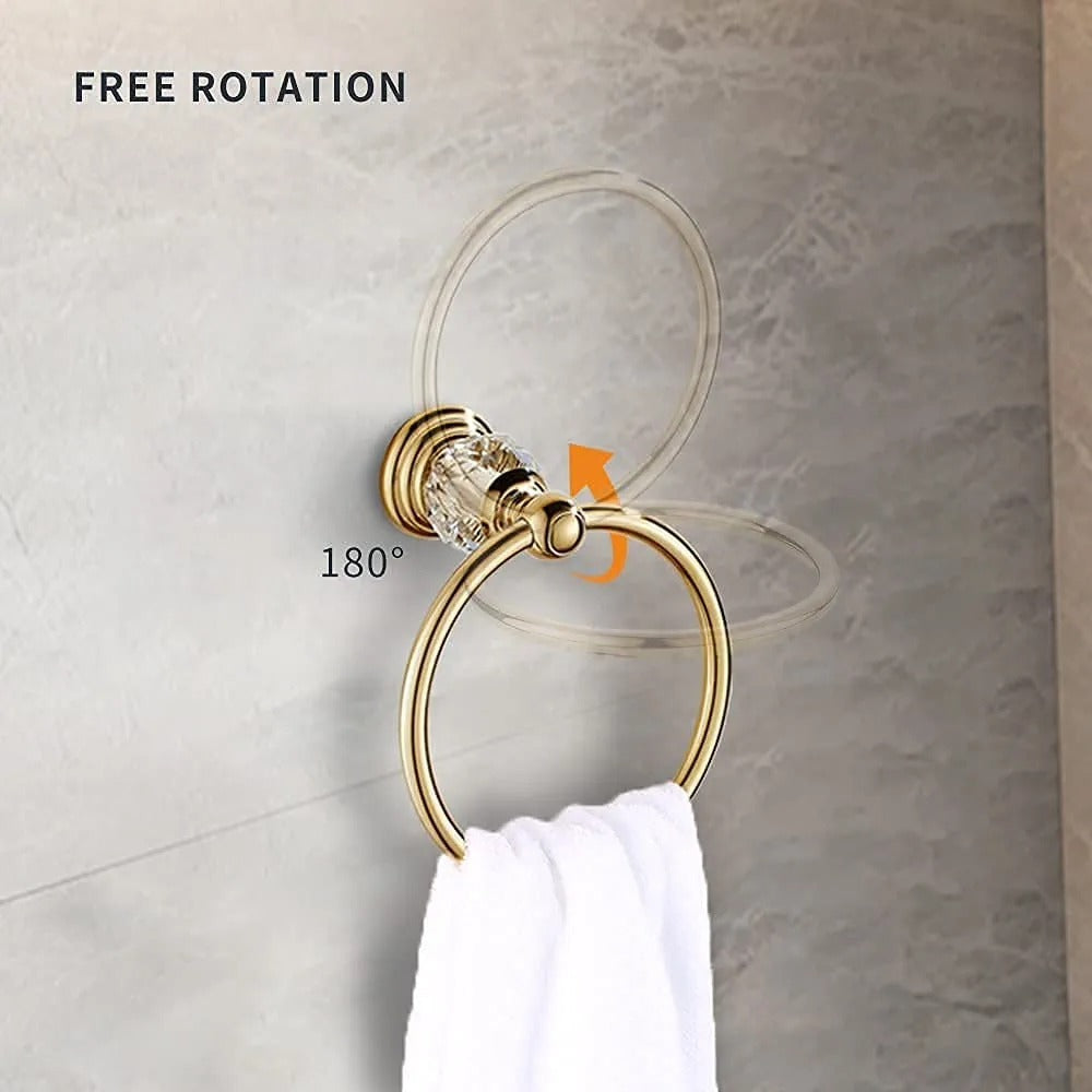 WOLIBEER Accesorios de baño dorados, juego de barra de toalla de crist...