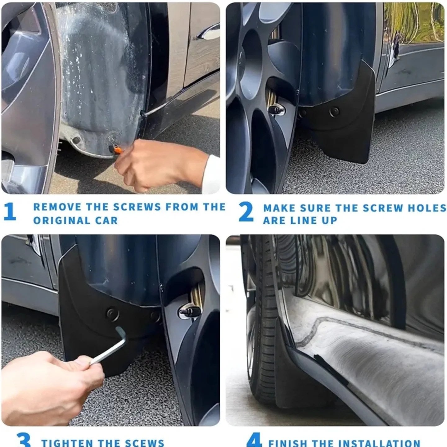 solapas 4 unidades de barro para Tesla Modelo Y – Protectores contra salpicadur...