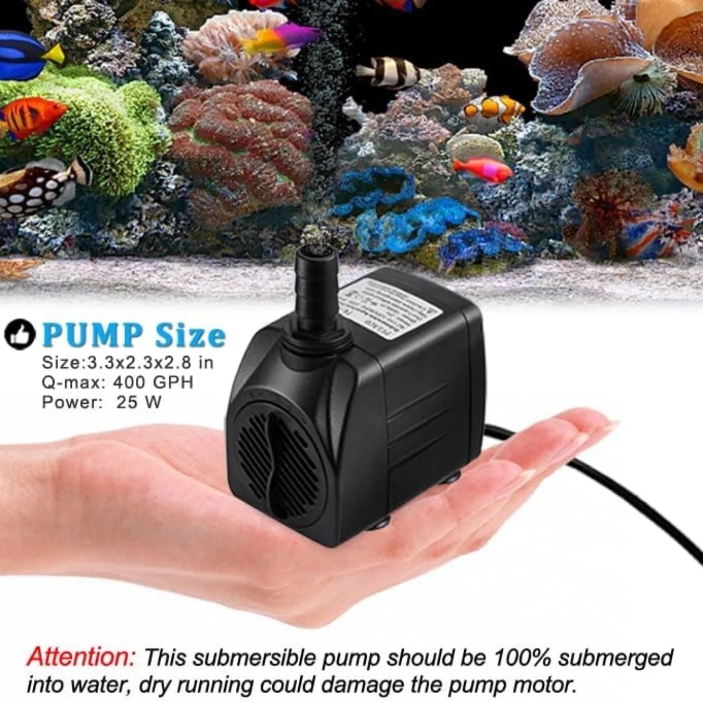 Bomba de agua sumergible PULACO 400GPH con tubo de 5 pies, bomba de ag...