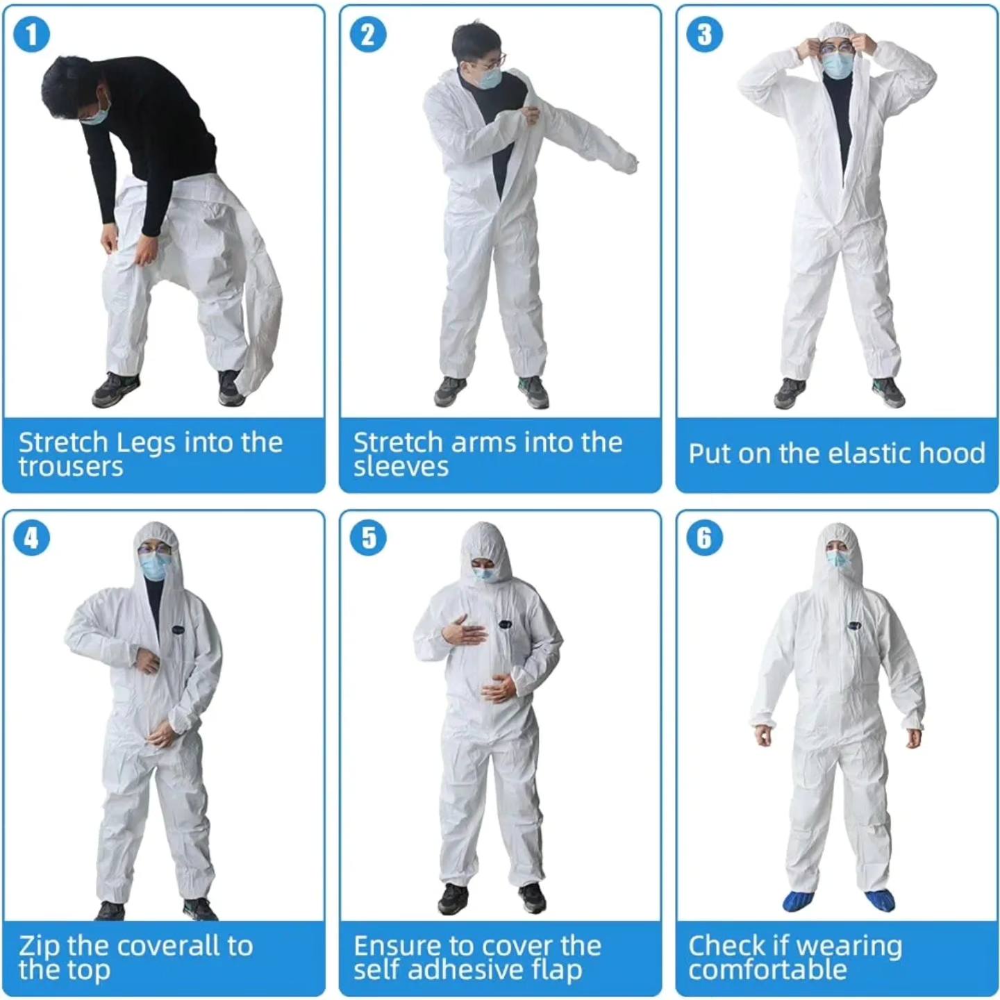 Vicogard - Overol protector desechable, cintura elástica con cremaller...