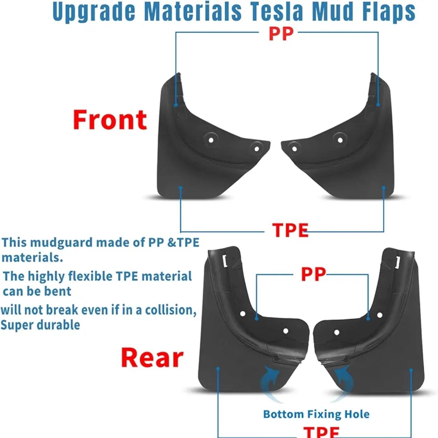 solapas 4 unidades de barro para Tesla Modelo Y – Protectores contra salpicadur...