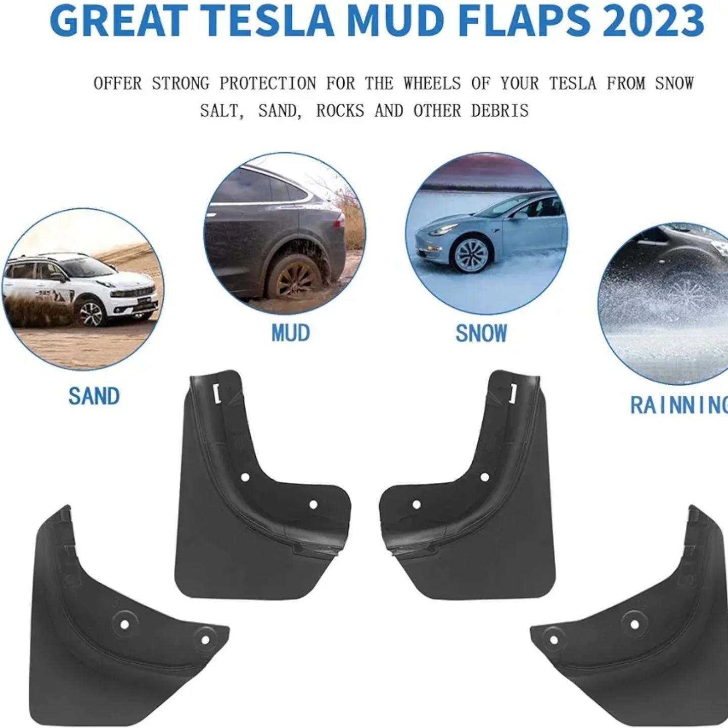 solapas 4 unidades de barro para Tesla Modelo Y – Protectores contra salpicadur...