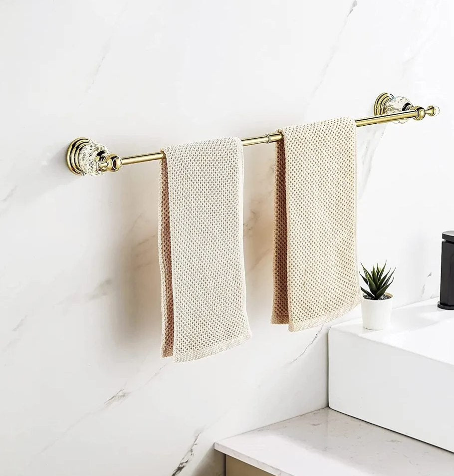 WOLIBEER Accesorios de baño dorados, juego de barra de toalla de crist...