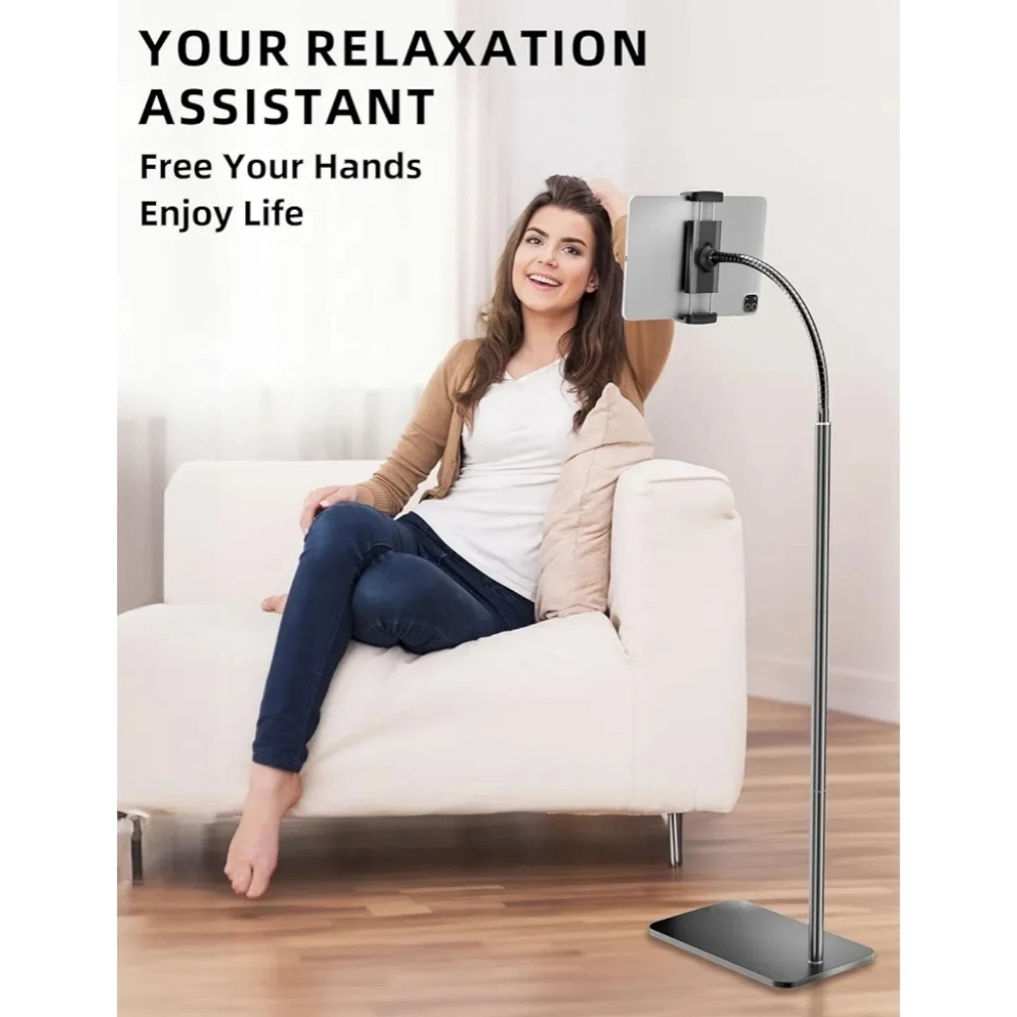 Soporte para iPad, soporte ajustable de metal para tablet con cuello d...