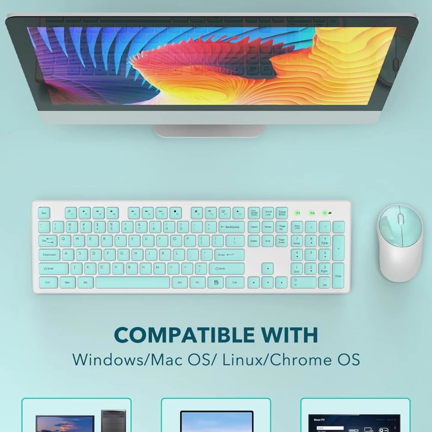 Teclado y ratón inalámbricos, combinación de teclado y ratón inalámbri...