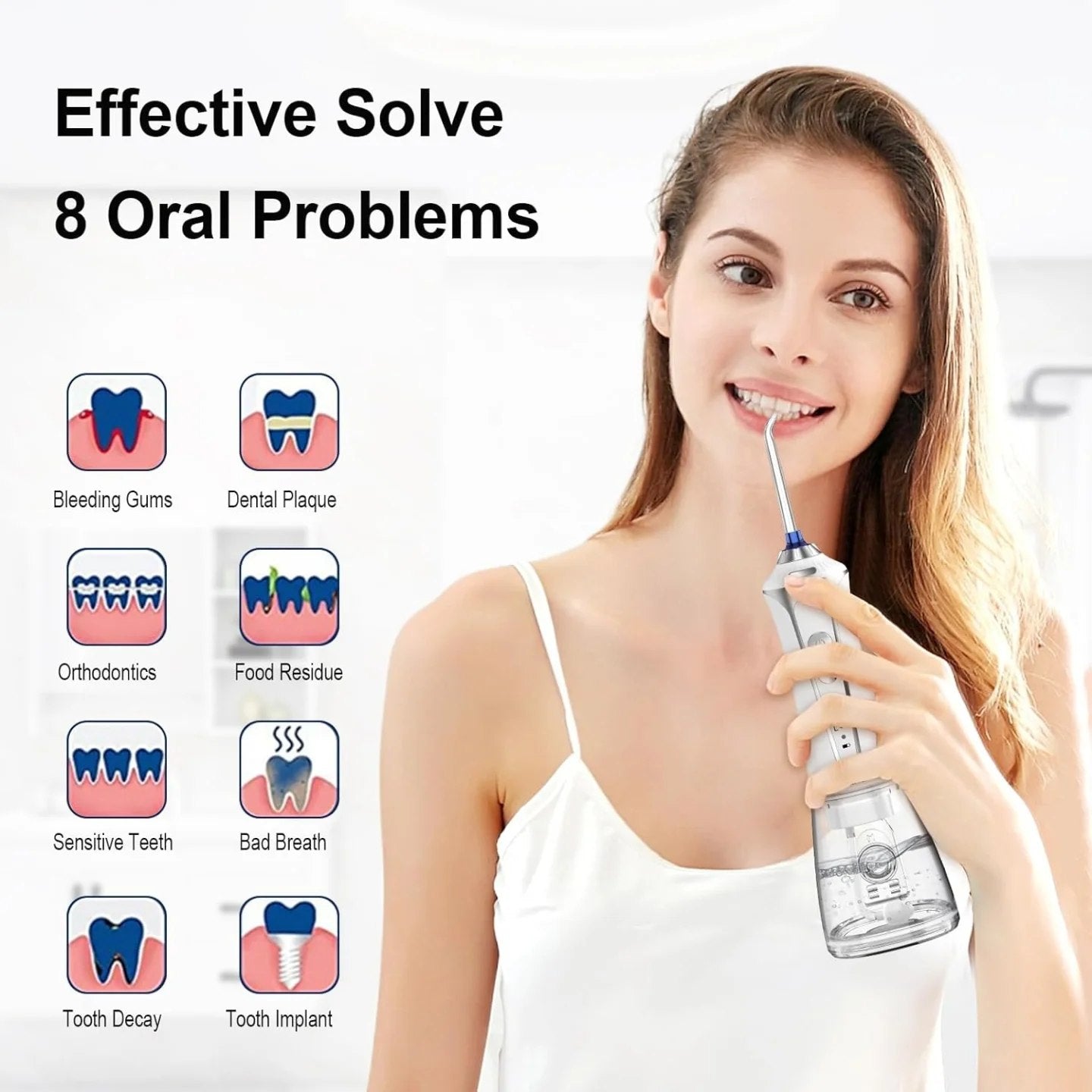 Ivandar Irrigador dental de agua para limpiador de dientes, inalámbric...