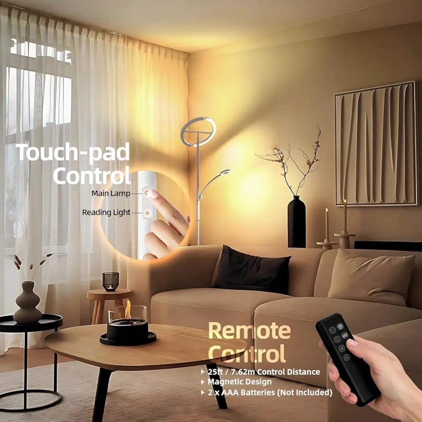 FIMEI Floor Lamp, with Reading Light, 4 Color Temperatures and Dimming...