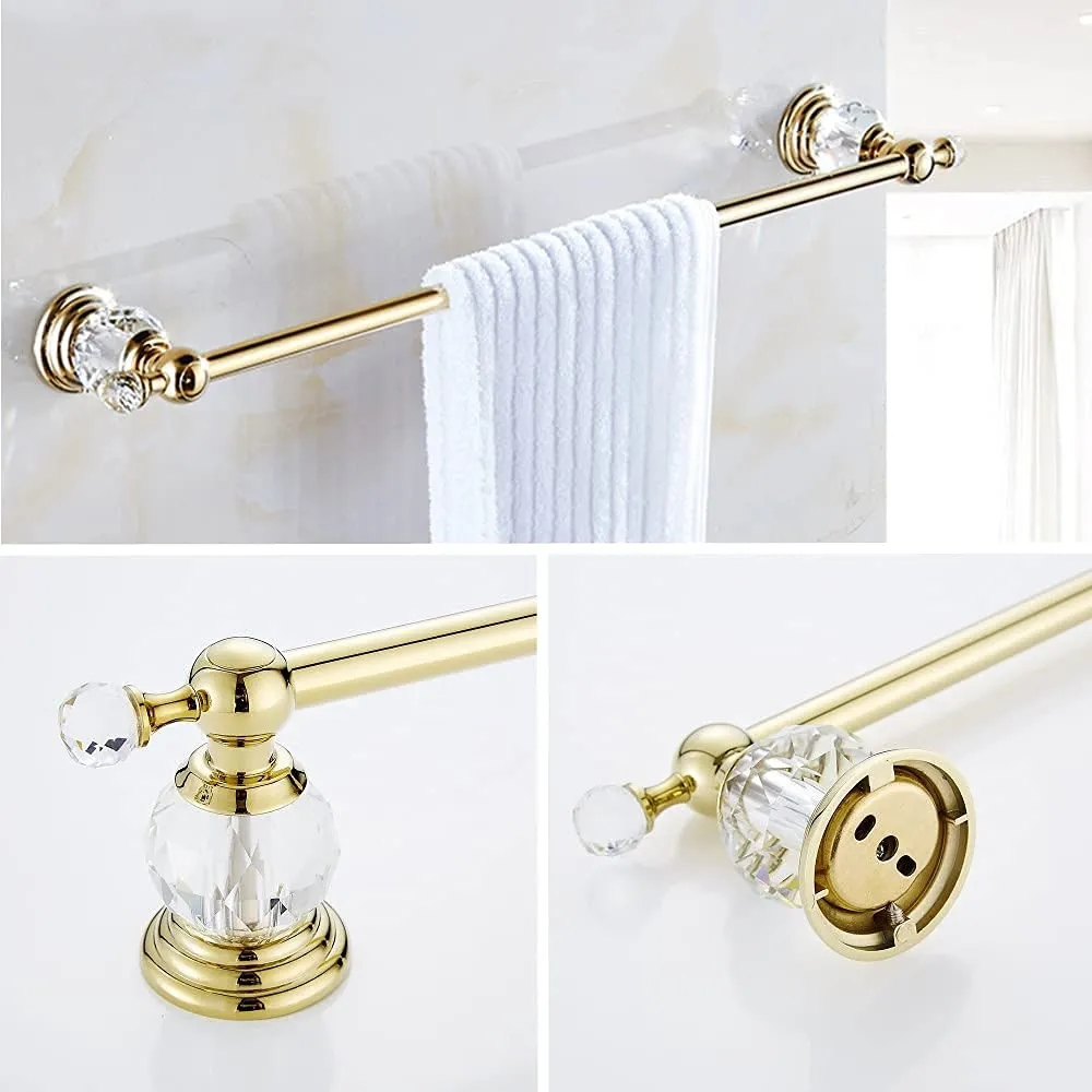 WOLIBEER Accesorios de baño dorados, juego de barra de toalla de crist...