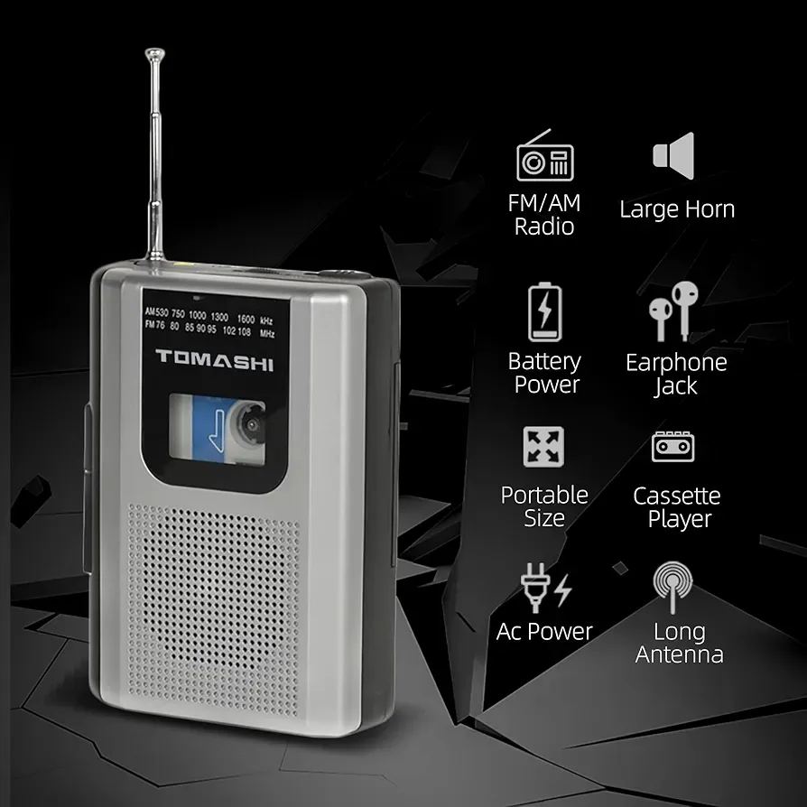 Reproductor de casete Walkman Grabador de cinta FM AM Radio con altavo...