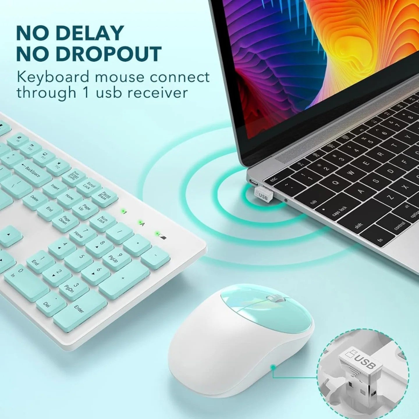 Teclado y ratón inalámbricos, combinación de teclado y ratón inalámbri...