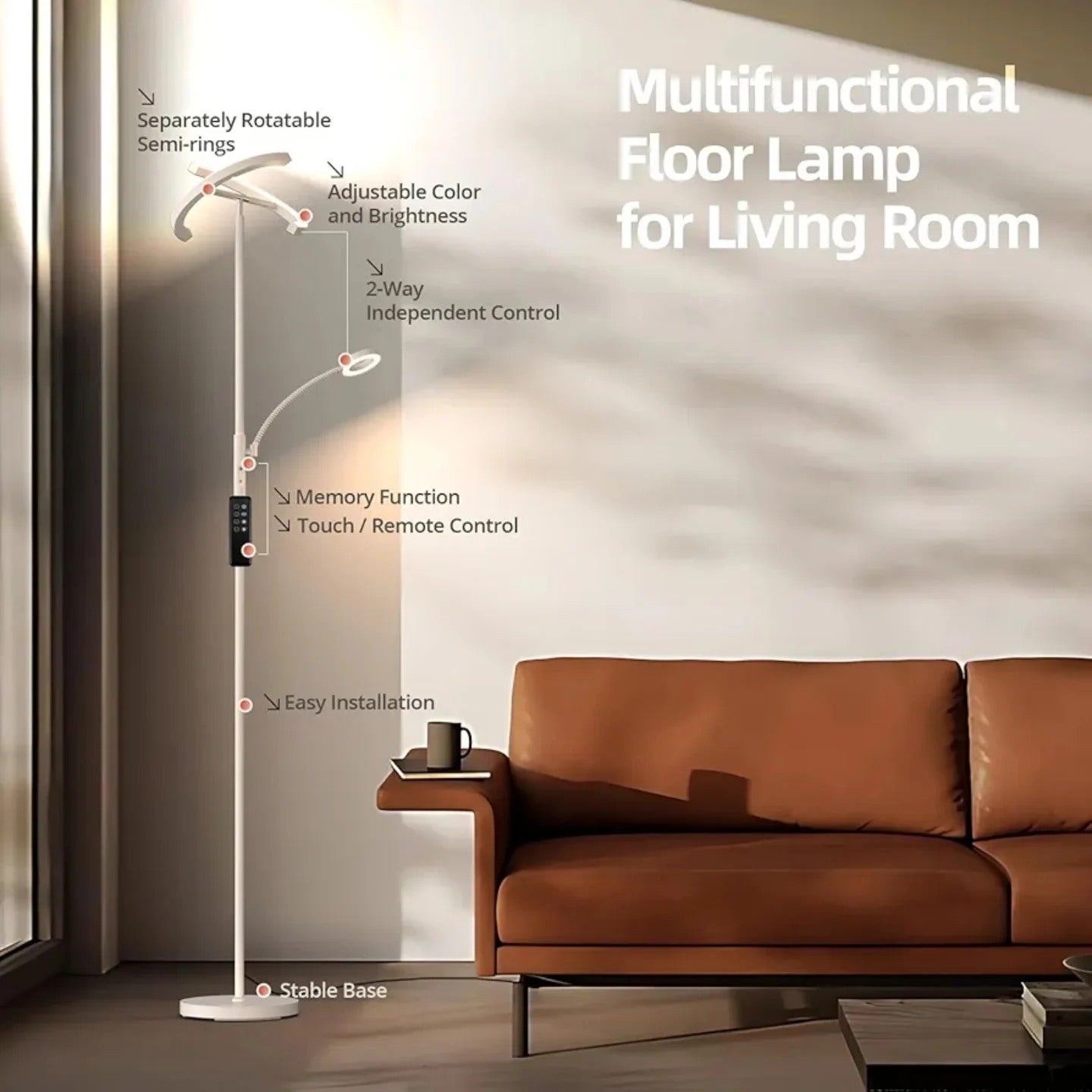 FIMEI Floor Lamp, with Reading Light, 4 Color Temperatures and Dimming...