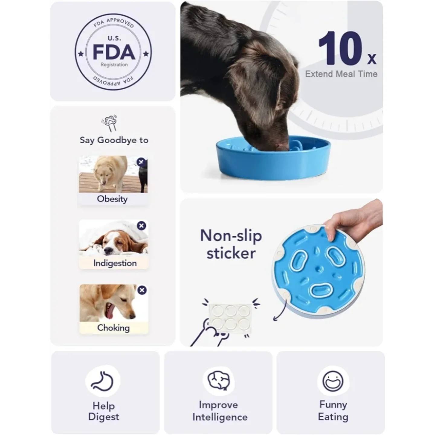 LE TAUCI Tazones de cerámica para perros de alimentación lenta, 1.5 ta...