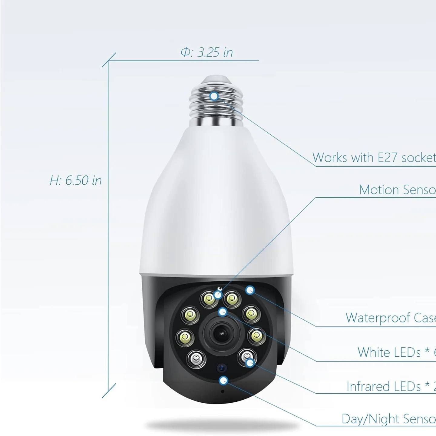 Cámara de seguridad con bombilla panorámica, FHD 2K inalámbrica Wi-Fi ...