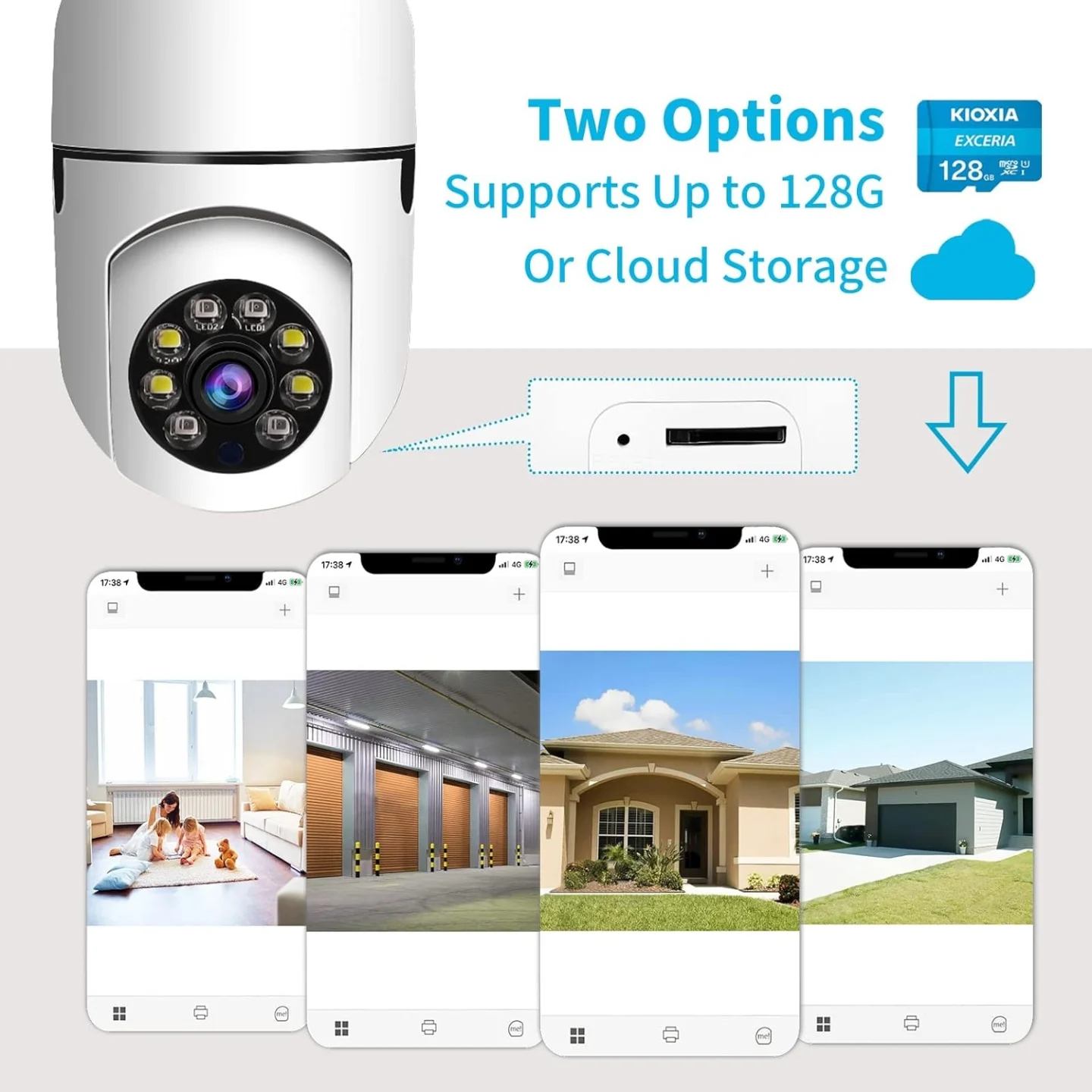 Panoraxy Cámara de seguridad inalámbrica para interiores con enchufe, ...