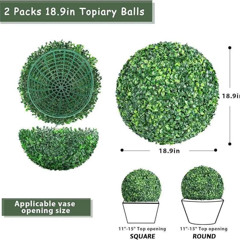 Paquete de 2 bolas artificiales de 18 pulgadas para puerta delantera, ...
