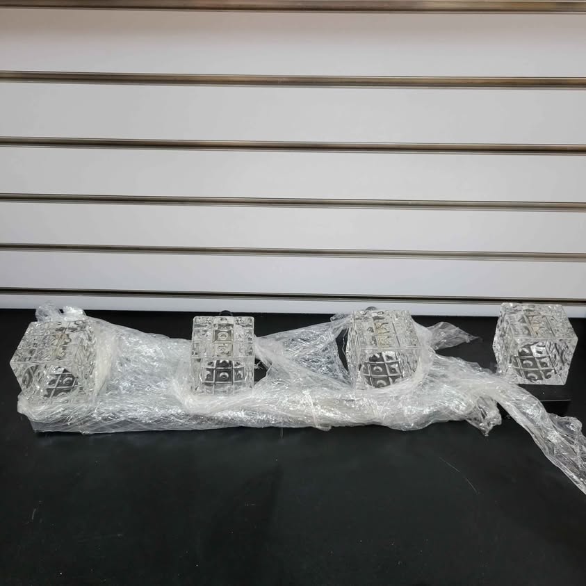 Lámpara Ralbay de tocador de cristal – 4 LED modernas luces de tocador d...