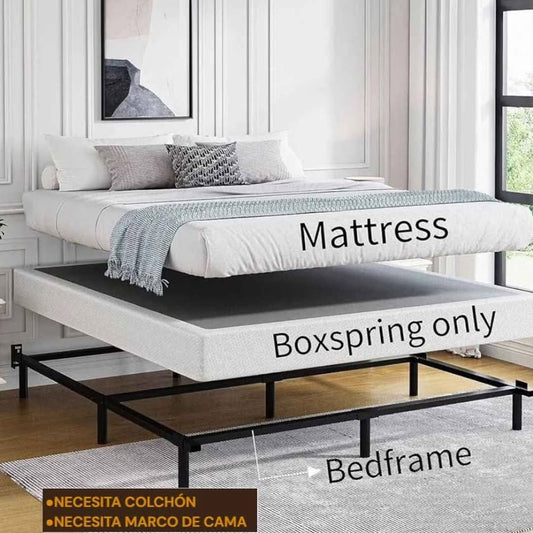 Queen Box Spring - somier de colchón de 5 pulgadas de alto perfil con ma...