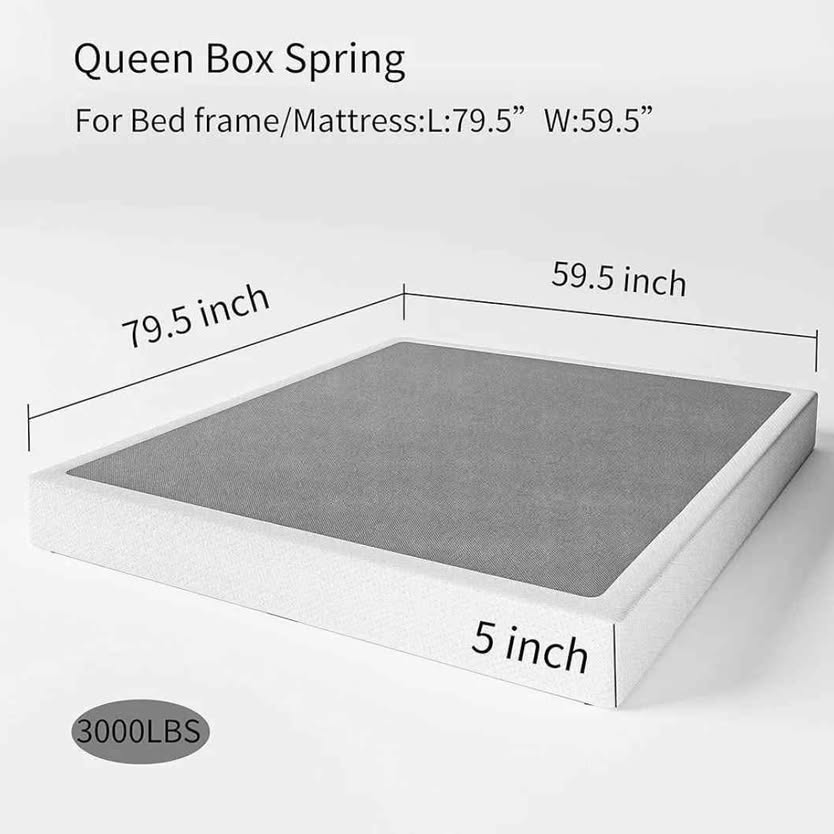Queen Box Spring - somier de colchón de 5 pulgadas de alto perfil con ma...