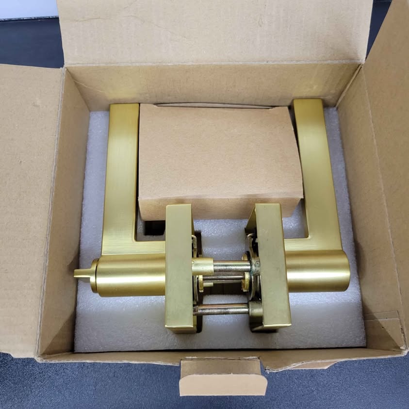 EHOMEWARE 1 Pack Gold Door Handles, Solid Wood Door Levers, Privacy Door Handles,...
